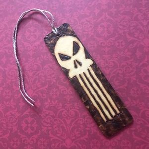 Wood burned Punisher bookmark Marvel